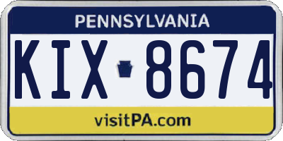 PA license plate KIX8674