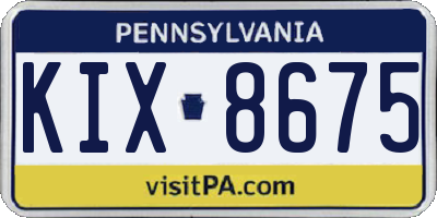 PA license plate KIX8675