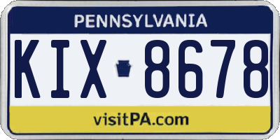 PA license plate KIX8678