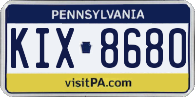PA license plate KIX8680