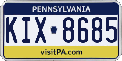 PA license plate KIX8685