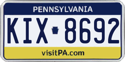 PA license plate KIX8692