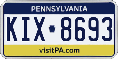 PA license plate KIX8693