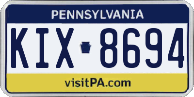 PA license plate KIX8694