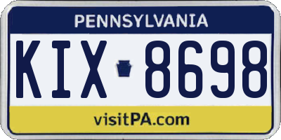 PA license plate KIX8698