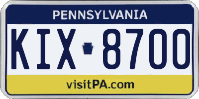 PA license plate KIX8700