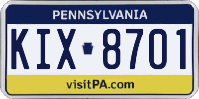 PA license plate KIX8701