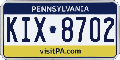 PA license plate KIX8702