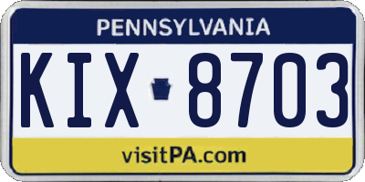 PA license plate KIX8703
