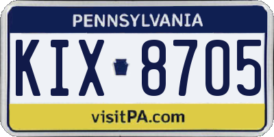 PA license plate KIX8705
