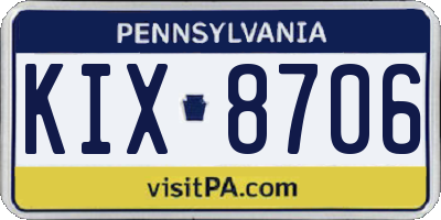 PA license plate KIX8706