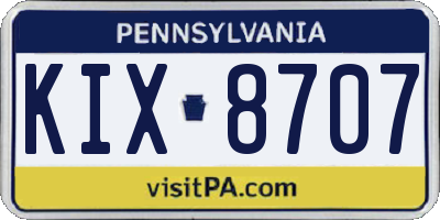 PA license plate KIX8707