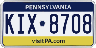 PA license plate KIX8708