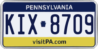 PA license plate KIX8709