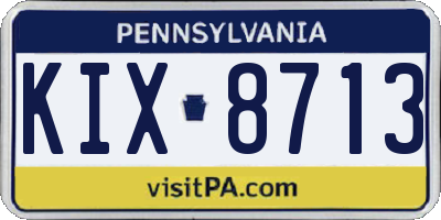 PA license plate KIX8713