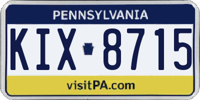 PA license plate KIX8715