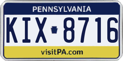 PA license plate KIX8716