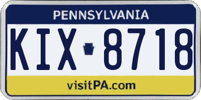 PA license plate KIX8718