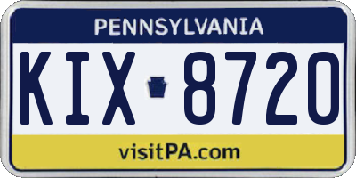 PA license plate KIX8720