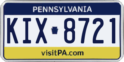 PA license plate KIX8721