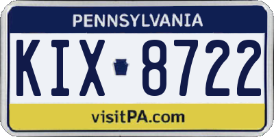 PA license plate KIX8722