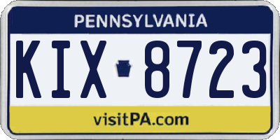 PA license plate KIX8723