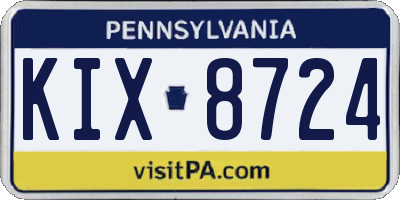 PA license plate KIX8724