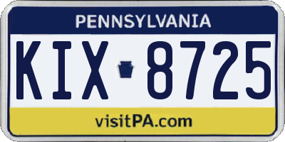 PA license plate KIX8725