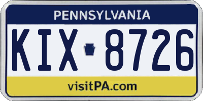 PA license plate KIX8726