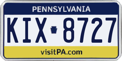 PA license plate KIX8727