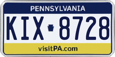 PA license plate KIX8728