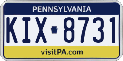 PA license plate KIX8731
