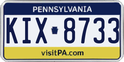 PA license plate KIX8733