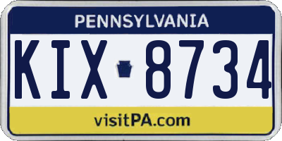 PA license plate KIX8734