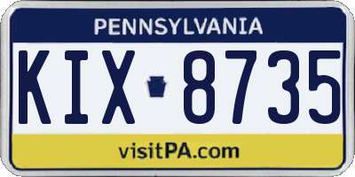 PA license plate KIX8735