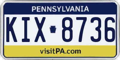 PA license plate KIX8736
