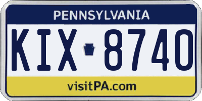PA license plate KIX8740