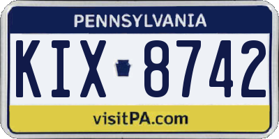 PA license plate KIX8742