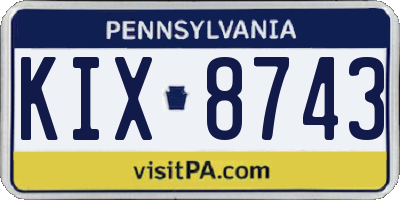 PA license plate KIX8743