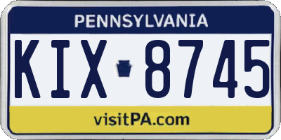 PA license plate KIX8745