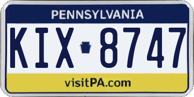 PA license plate KIX8747