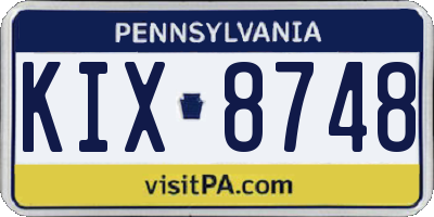 PA license plate KIX8748