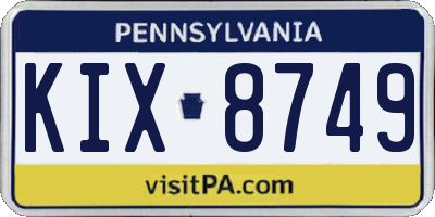 PA license plate KIX8749