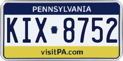 PA license plate KIX8752