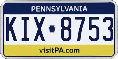 PA license plate KIX8753