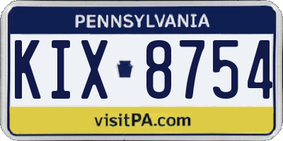 PA license plate KIX8754