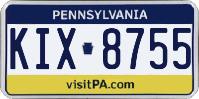 PA license plate KIX8755