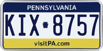 PA license plate KIX8757