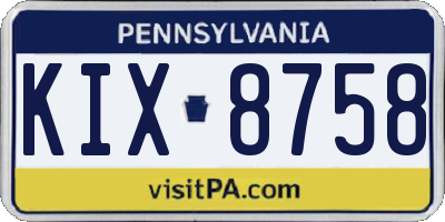 PA license plate KIX8758
