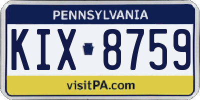 PA license plate KIX8759